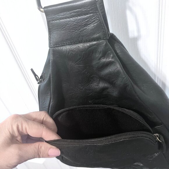 Great American Leather Works-Sling Backpack-Embossed Floral-Black-Lots/Storage main image 11